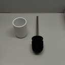 Ceramic Toilet Brush & Holder Set - Freestanding Deep-Cleaning Toilet Bowl Cleaner Brush, Stainless Steel Handle, Small & Sturdy for Storage, Easy to Clean, Non-Scratching (Matt White)