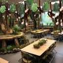Suncalla 14 Pcs Rainforest Falls Jungle Party Decoration VBS 2026 Favor 6 Hanging Monkey Stuffed Animal 10 ft Rattan 6 Tropical Palm Leaves 1 Vine Rainforest Falls Decor for Classroom Birthday