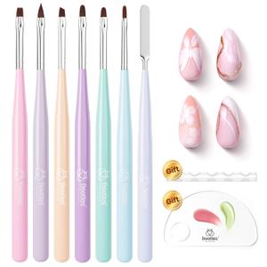 Beetles Gel Polish 7pcs Nail Art Brushes Set, Nail Design Brushes for Gel Polish, DIY Salon Manicure