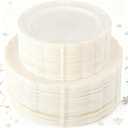 U-QE 100 Pieces Ivory Plastic Plates for Party - Ivory Disposable Plastic Plates - Heavy Duty Disposable Platos Including 50 Dinner 10 '' & 50 Dessert 7.5 '' for Christmas