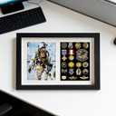 Shadow Box Medals Display Case,Wooden 12.9" X 9.4" Pin Military Display Case,with 5X7 Photo Frame,98% UV Protection (Black)
