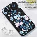 for iPhone 15 Case Anti Scratch Soft Microfiber Lining, Soft Shockproof Slim Fit Floral for iPhone 15 Phone Cover 6.1 inch-Aurora Butterfly Black