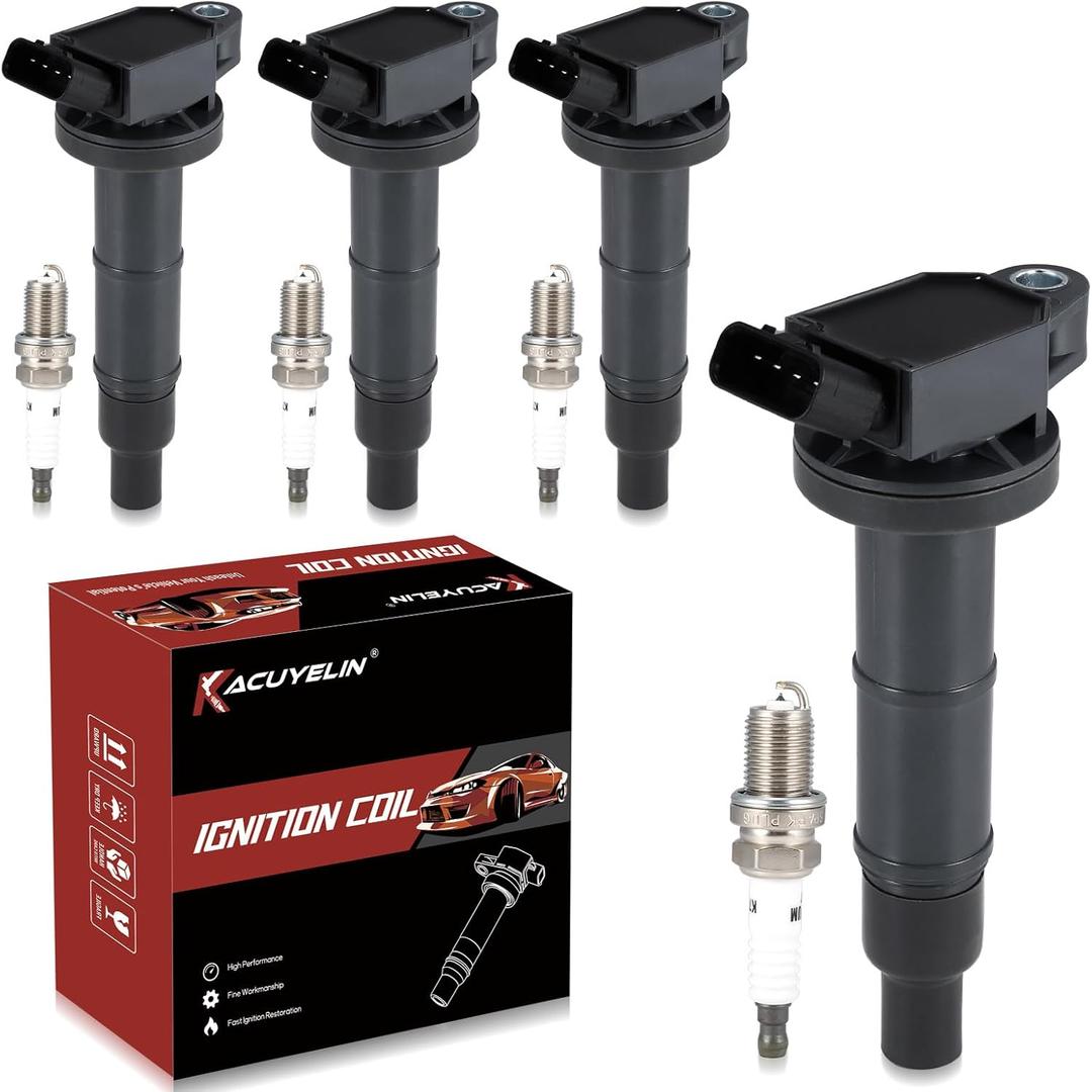 UF333 Ignition Coil Pack & Iridium Spark Plugs Compatible with Toyota Camry Corolla Highlander Matrix RAV4 Solara Lexus HS250h Scion XB TC 2.4L L4 2001-2015 UF333 Coil Pack Sets of 4