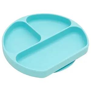 Bumkins Silicone Grip Dish, Suction Plate, Divided Plate, Baby Toddler Plate, BPA Free, Microwave Dishwasher Safe , BlueGD, 1 Count