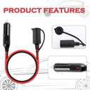 3Ft Cigarette Lighter Extension Cord,16 AWG 12V/24V Car Charger Extension for Car Refrigerators,Phones,Air Compressors,Water Resistant 12V Extension Cable Car Accessories (3Ft)