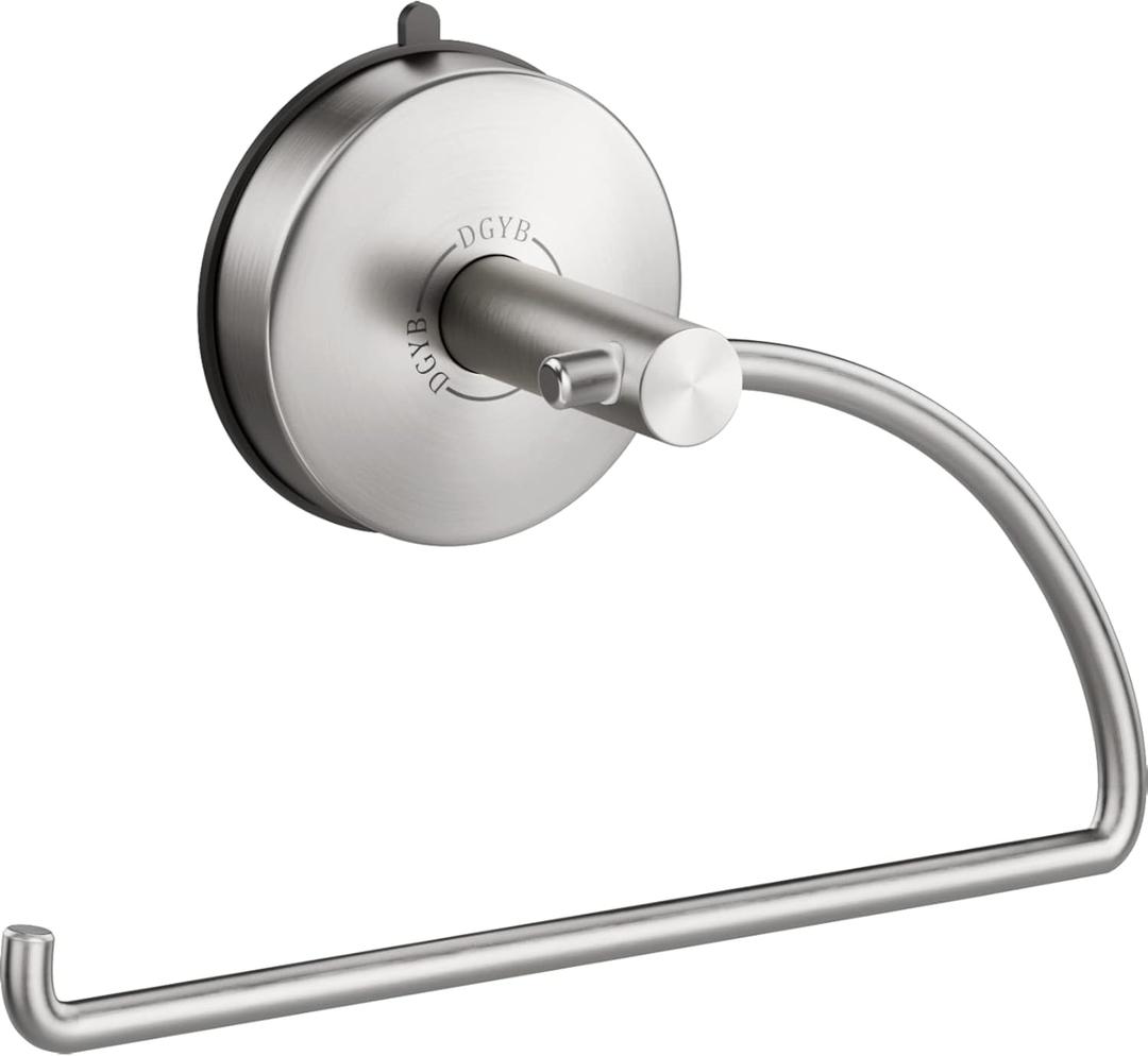 DGYB Suction Cup Hand Towel Ring Brushed Nickel Hand Towel Holder for Bathroom Wall SUS 304 Stainless Steel Kitchen Towel Hanger (Style #02)