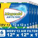 Maycold MERV 13 12x12x1 Air Filter (6-Pack), High-Efficiency Pleated AC & Furnace Filters, Actual Size: 11.70 x11.70 x 0.75, Individually Wrapped in Plastic