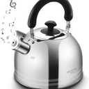 Tea Kettle, 5.7QT 6L Whistling Tea Kettle for Stove Top, 304 Stainless Steel Tea pot, Large Teapot for stovetop, Camping Kettle for Boiling Water (Mirror Polish) (5.6 Quarts, Stripe Silver)