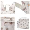 Kawaii Corduroy Backpack for Women Cute Floral Print Aesthetic Travel Book Bag Coquette Preppy College Laptop Daypack (Black Flower)