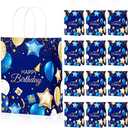 Frienda 24 Pcs Birthday Gift Bags with Handles Navy Blue and Gold Party Goodie Happy Birthday Favor Bags for Men Women Party Supplies, 5.9 x 3.2 x 8.3 Inches