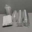 Charmount 100 Sets- 20 oz Clear Plastic Cups with Lids and Straws, Disposable To Go Cups for Cold Drinks, Coffee Bar Accessories, Iced Coffee, Smoothies
