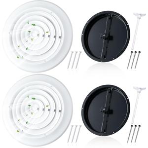 Therwen 2 Set 12inch Round Ceiling Diffuser Vent Cover, White and Black