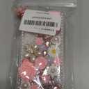 for Samsung Galaxy S25 Glitter Bling Case, Cute Luxury 3D Sparkle Crystal Rhinestones Flowers Diamond Pearl Stunning Stones with Lanyard Wrist Strap Women Girls Case for Galaxy S25 6.2", Pink