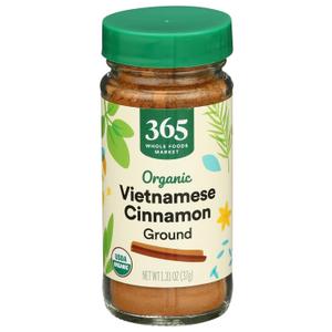 365 by Whole Foods Market, Organic Vietnamese Cinnamon Ground, 1.31 oz, BBD: 08/2028