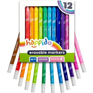 Double Sided Erasable Marker Sets for Kids Happido, Set of 12 Chisel Tip Non Toxic Markers, Great School Supplies, Art and Stationery Set