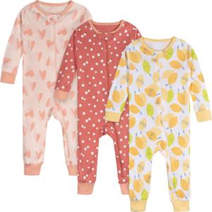 Onesies Brand Baby Girls 3-pack Snug Fit One-piece Cotton Pajamas (12 Months, Lemons)