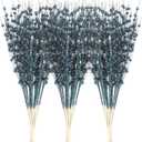 Sea Team 24-Pack Artificial Glitter Berry Stem Ornaments, Decorative Bead Sticks, Glittery Twigs, Picks, Branches for Christmas Tree, Small Vase, Holiday, Wedding, Party (17 Inches, Stone Blue)