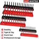 AIUITIO 6PCS Socket Organizer Tray Set, Red SAE & Black Metric Socket Storage Trays, 1/4-Inch, 3/8-Inch & 1/2-Inch Drive Deep and Shallow Socket Holders for Toolboxes