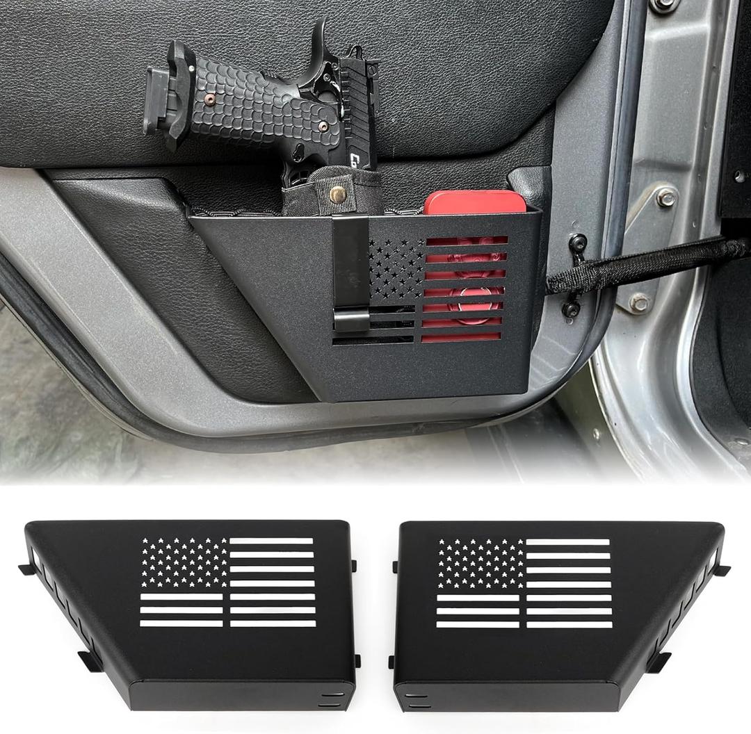 MAIKER Metal Rear Door Storage Box, Door Side Insert Organizer Box Pockets for 2007-2018 Jeep Wrangler JK 4 Door 2pcs(Black)