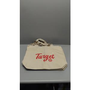 Pack of 4 Large Beige Tote Bags, "Target" Logo In Red