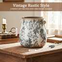 Ceramic Scroll Planter 6.5 Inch Chinoiserie Floral Vase with Drainage Holes Vintage Flower Vase Flower Pot Rustic Ceramic Pots for Indoor Plants Garden Home Bookshelf Decor(Retro Gray)