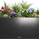 Rustproof Metal Planter Box 32 Inch Outdoor, Galvanized Steel Raised Garden Bed with Drainage Holes, Large Deep Rectangular Planter for Patio Balcony Porch Backyard, 32" L x 12" W x 16" H