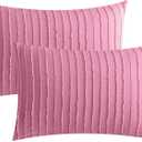 JELLYMONI Pillowcases Standard Size Bright Pink 2 Pack Boho Striped Bed Pillow Covers 20x26in Microfiber Envelope Pillow Shams Tufted Bohemian Textured (Pillows are not Included)