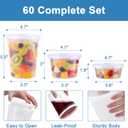 Lamosi 60 Sets Deli Containers with Lids, 8/16/32 oz Quart Containers BPA Free, Airtight Takeout Plastic Food Storage Container, Stackable Leakproof Microwave & Freezer Safe for Soup, Sauce & Leftover