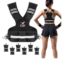 Adjustable Weighted Vest for Women & Men, 4-10lb Vest with 6 Ironsand Weights for Strength Training,Weight Vest with Reflective Strip for Running Walking Exercise Workout