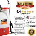Battery Powered Backpack Sprayer - 4.2 Gallon, 8 Nozzles, 100PSI Cutoff, Long Battery Life, Wide Mouth, High-Pressure Spray Hose, Trigger Lock, Pressure Knob Controller