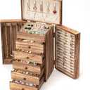 Poyilooo Jewelry Boxes for Women Girls, 9"x 5.9"x 12" Wooden 5-Layers Jewelry Organizer and Storage with Drawer, Suitable for Earring, Ring, Necklace, Bracelet, Gifts for Women