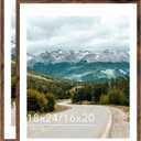 Wood 18x24 Picture Frame with 16x20 Mat, Display 16x20 with Mat or 18x24 Without Mat, Wood 18 by 24 Photo Frame, 18 x 24 Frame for Wall Hanging Display, Deep Brown, 2 Pack