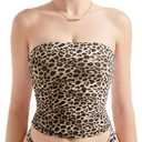 SUUKSESS Women Sexy Tube Top Summer Y2K Going Out Double Lined Basic Tank Top (Small, Leopard)