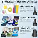 Quick-Fill Electric Air Pump with 3 Nozzles, AC 110V-120V Portable Inflator Deflator for Inflatables Pool Float Toys Air Mattress Bed Couch Swim Ring Tube Raft