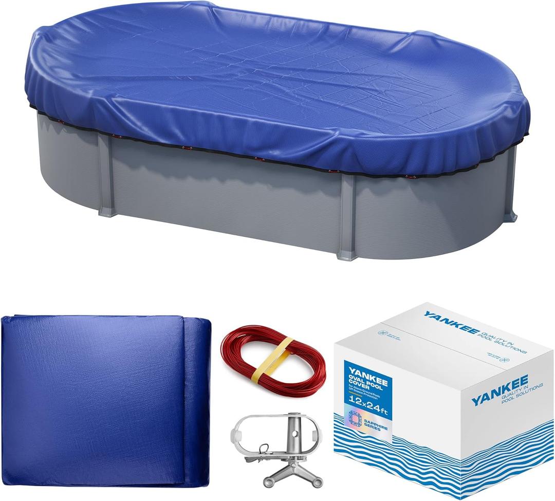 Yankee Pool Cover for Oval Pool 12 x 24-ft for Above Ground Pools | Winter Pool Covers Extra Thick and Durable,UV Resistant Above Ground Pool Protection Built Strong for Harsh Cold Weather