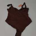 FeelinGirl Shapewear Bodysuits for Women Tummy Control Body Suits Deep V Neck Thong Body Shaper (Small, Brown)