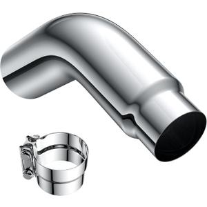 JY PERFORMANCE 5 Inch ID Diesel Exhaust Tip Elbow Tip 5'' Inlet 6'' Outlet 23'' Long Chrome Turndown Exhaust Tip with Clamp