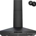 FIREGAS Black Range Hood 30 inch, 450 CFM Wall Mount Range Hood with Ducted/Ductless Convertible, Gesture Sensing Control & Touch Control Kitchen Hood Vent, Baffle Filters, Charcoal Filters