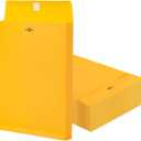 50 Pack Expandable 9x12 Manilla Envelopes with Clasp and Gummed Seal, Goefun 180 GSM Heavyweight Large Yellow Manilla Envelopes 8.5 x 11 for Documents, for Home, Business, School Use