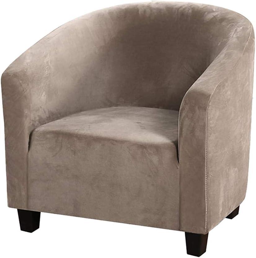 MIFXIN Tub Chair Slipcover Velvet High Stretch Club Chair Cover Spandex Elastic Armchair Couch Cover Sofa Furniture Protector for Living Room Hotel Bar Counter (Camel)