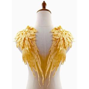Angel Wing Applique, Embroidered Wings, Yellow Appliques for Dresses,Shoulder Applique 1 Pair(Yellow)