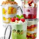 Overnight Oats Containers with Lids, 4 Pack 13oz Overnight Oats Jars, Plastic Mason Jars, BPA Free, Portable, Leak Proof Oatmeal Containers for Yogurt, Soup, Cereal, Milk and Salad