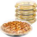 5PCS Disposable Pie Carrier with Clear Lid 11" Plastic Serving Tray Round Pie Platters Pizza Container for Pies Candy Salads Meal Prep