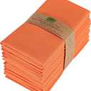 85% Cotton 15% Linen Dinner Cloth Set of 12 Napkins for Everyday Use Over Sized Easter Special Mitered Corners Napkins, Pre Shrunk Good Absorbency Ultra Soft Quality 18x18 in(Orange)