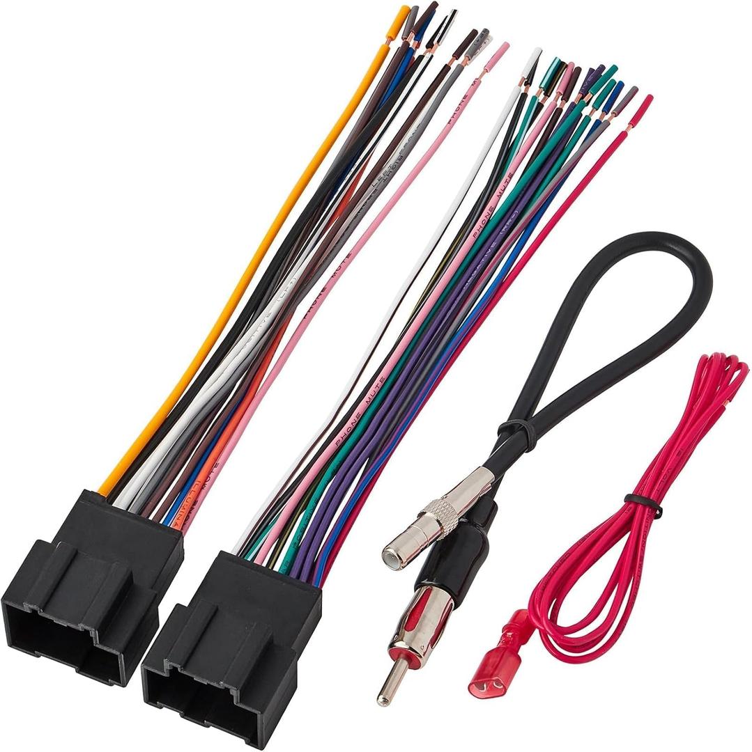 NuIth Radio Wiring Harness with Antenna Adapter Fits for Selected Chevrolet/GMC/Buick 2006-2017, Stereo Installation Wire Harness Kit Aftermarket Radio Harness Cable Adapter