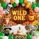 Honoson 7 Pcs Wild One Birthday Party Decorations Wild One Neon Light Sign, 1st Birthday Decorations for Boy or Girl, Warm Lights Decoration for Jungle Animals Theme Party Baby Shower Decoration