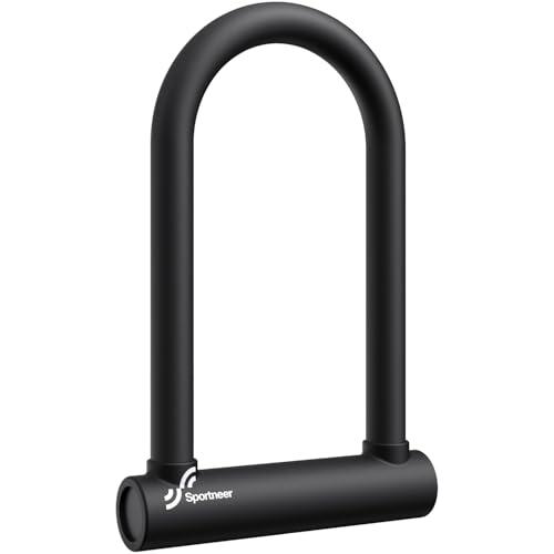 Sportneer Bike Lock - 18mm Shackle Heavy Duty Anti Theft Bike U Lock with 3 Keys - Bicycle U-Locks with Sturdy Mounting Bracket for Road, Mountain, Electric & Folding Bike, Size 9.85''x6.3''