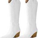 Arromic Cowboy Boots for Women Comfortable Womens Embroidered Western Cowgirl Knee High Boots Pointed Toe Zipper Chunky Heel Country Outfit Retro Tall Boots, 6.5