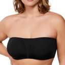 HSIA Strapless Bra for Big Bust Women, Anti-Slip Full Coverage Bandeau Plus Size Fiery Bra Underwire Support for Large Breast (Black, 34C)