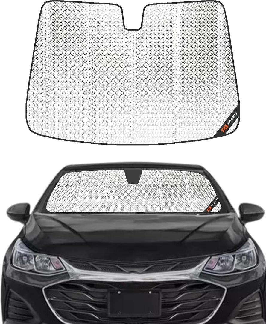 Pigenius Windshield Sun Shade for Chevrolet Cruze 2016-2019. Reflective Aluminum Film Front Window Sunshade - BLAZBLOCK